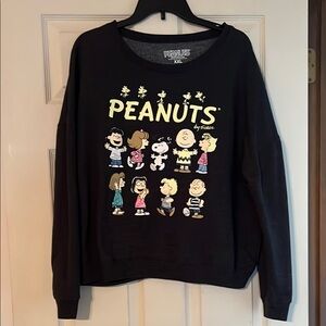 Peanuts Black Sweatshirt with Colorful Characters